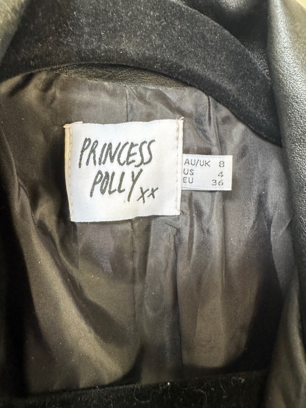 Princess Polly “Callie” Oversized Black Faux Leather zipped Jacket sz 4 - Picture 10 of 16
